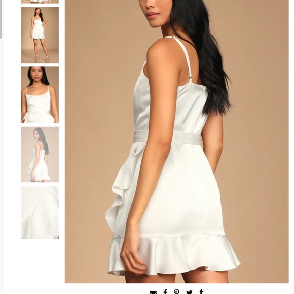 Glamourous Lifestyle White Satin Faux-Wrap Mini Dress - Lulu's XL - Picture 4 of 9